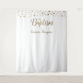 Tapete De Parede Pano de Fundo de Batismo com Confetes de Ouro Simp