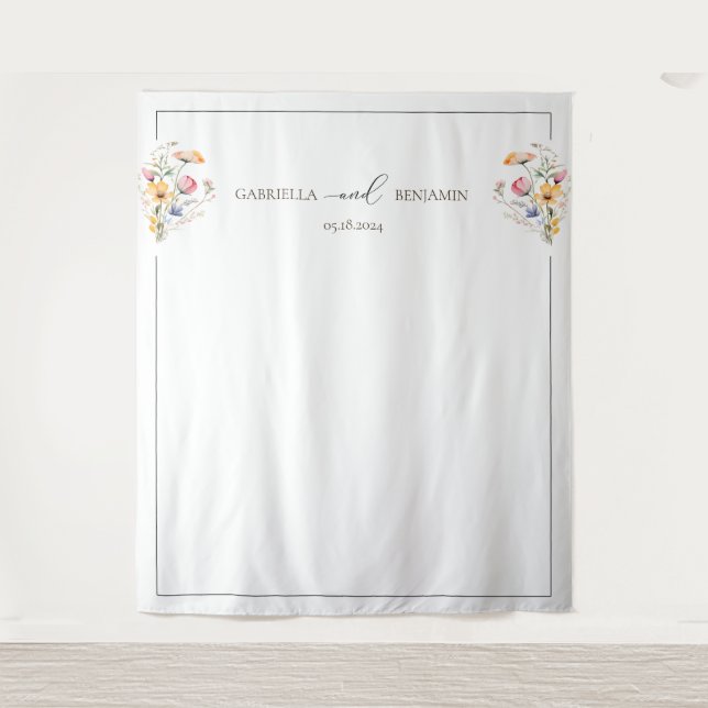 Tapete De Parede Pano de Fundo de Casamento com Flores Silvestres d (Frente)