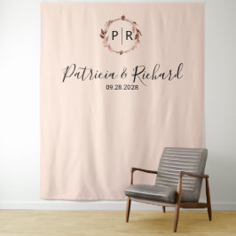 Tapete De Parede Pano de Fundo de Casamento com Folha Dourada Rosa