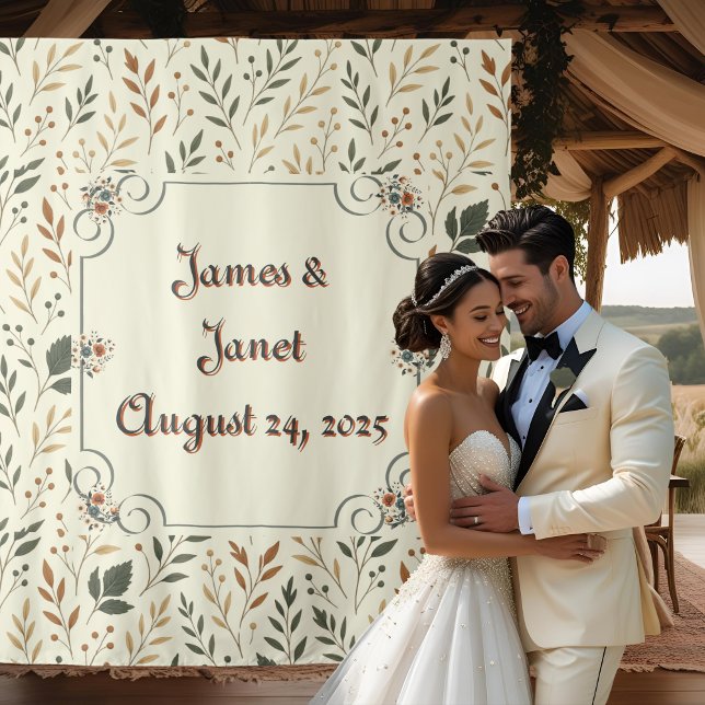 Tapete De Parede Pano de Fundo de Casamento com Folhas de Creme de  (Criador carregado)