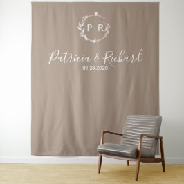 Tapete De Parede Pano de Fundo de Casamento com Monograma Personali