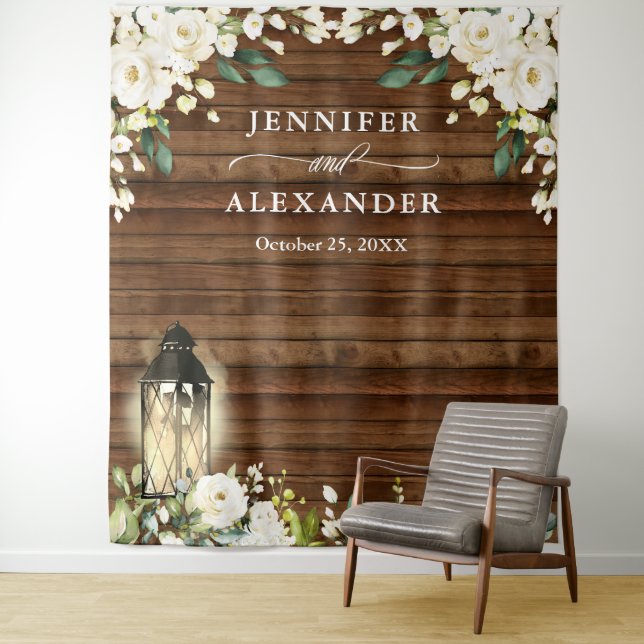 Tapete De Parede Pano de Fundo de Casamento com Rosas Brancas e Fol (In Situ)