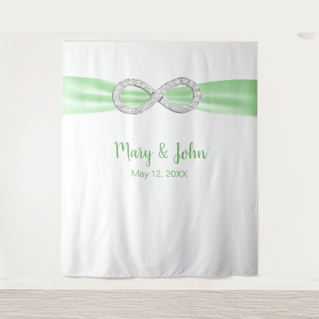 Tapete De Parede Pano de Fundo de Casamento em Diamante com Fita Ve (Frente)