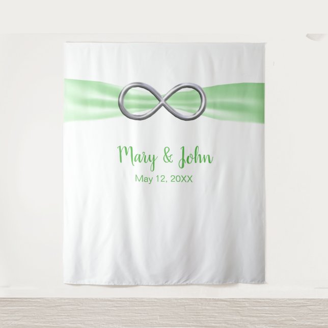 Tapete De Parede Pano de Fundo de Casamento Infinity Silver Ribbon  (Frente)