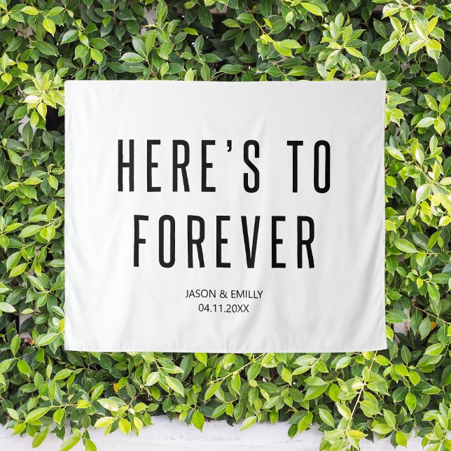 Tapete De Parede Pano de Fundo de Casamento Moderno Personalizado A (Custom Modern Wedding Backdrop Here's To Forever
)