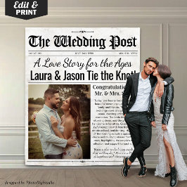 Tapete De Parede Pano de Fundo de Casamento Personalizado Jornal de