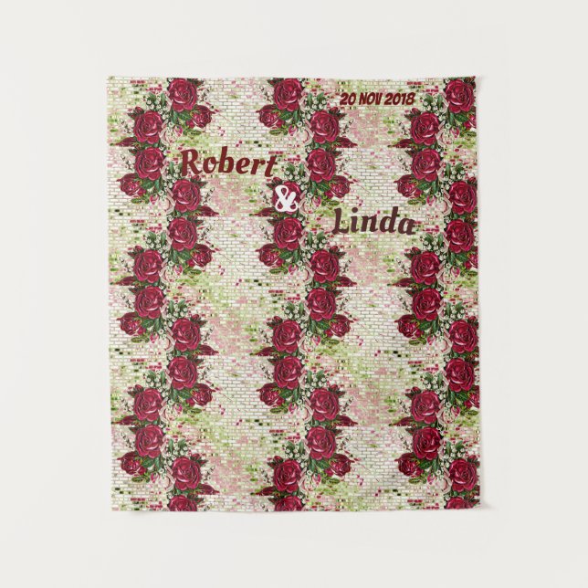 Tapete De Parede Pano de Fundo de Casamento Rosa Marrom Borgonha Rú (Frente)