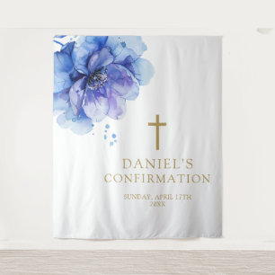 Tapete De Parede Pano de Fundo de Confirmação Floral em Aquarela Az