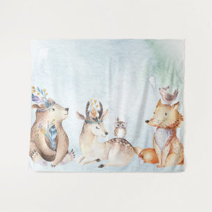 Tapete De Parede Pano de Fundo de Festa Animais Rústicos Urso Boho