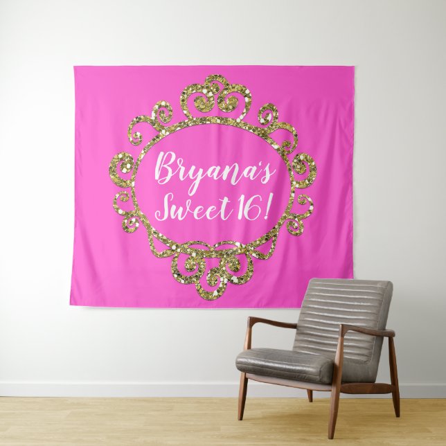 Tapete De Parede Pano de Fundo de Festas de Aniversário Brilho Dour (In Situ (Horizontal))