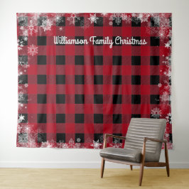 Tapete De Parede Pano de Fundo de Plaid Preto Vermelho Rústico com 