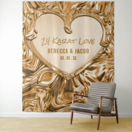 Tapete De Parede Pano de Fundo em Metal Dourado de Luxo com Coração