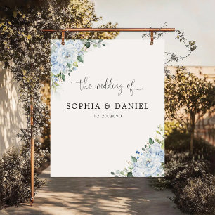 Tapete De Parede Pano de Fundo Floral Azul Claro para Casamento