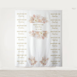 Tapete De Parede Pano de Fundo Floral Branco de Pampas para Batizad