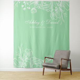 Tapete De Parede Pano de Fundo Floral Branco Moderno Neo Mint para