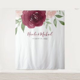 Tapete De Parede Pano de Fundo Floral de Aquarela Burgundy para Cas