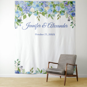 Tapete De Parede Pano de Fundo Floral de Casamento com Hortênsia Az