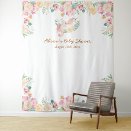 Tapete De Parede Pano de Fundo Floral de Unicórnio Rosa para Chá de