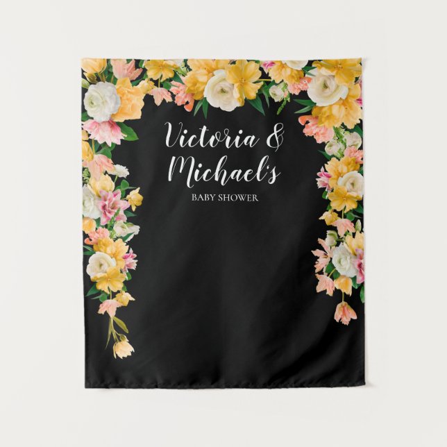 Tapete De Parede Pano de fundo floral ousado e brilhante para chá d (Frente)