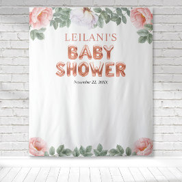 Tapete De Parede Pano de Fundo Floral Rosa com Balões em Rose Gold 