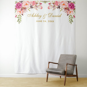 Tapete De Parede Pano de Fundo Floral Rosa para Casamento Adereço