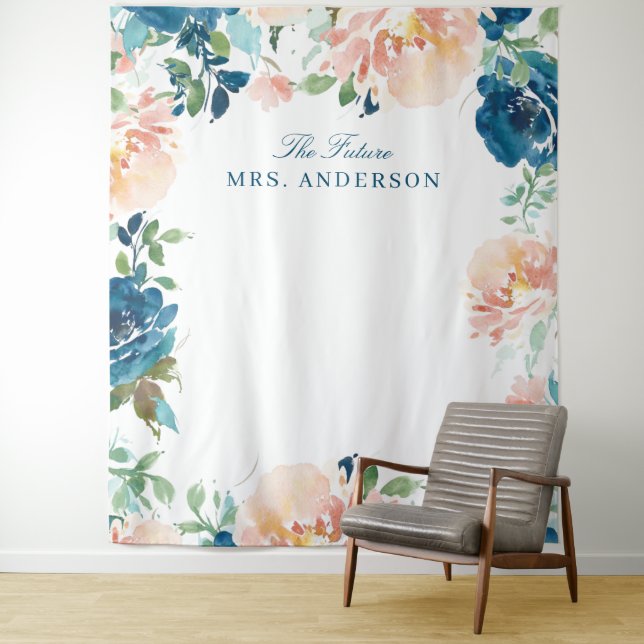 Tapete De Parede Pano de Fundo Nupcial Floral Azul Marinho Midnight (In Situ)