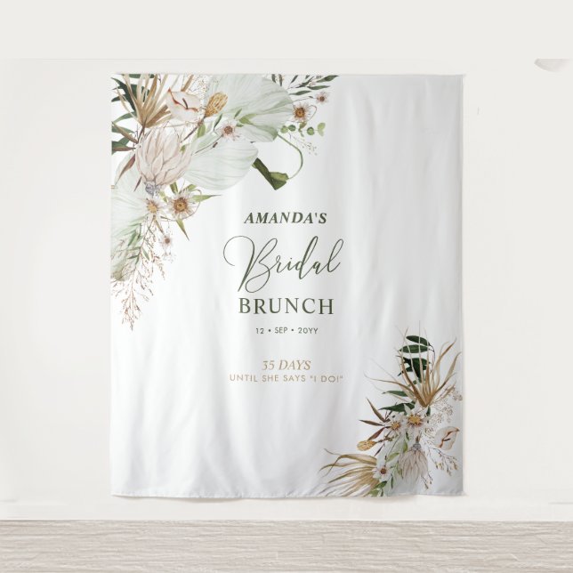 Tapete De Parede Pano de Fundo para Brunch de Chá de Noiva Boho Ver (Frente)