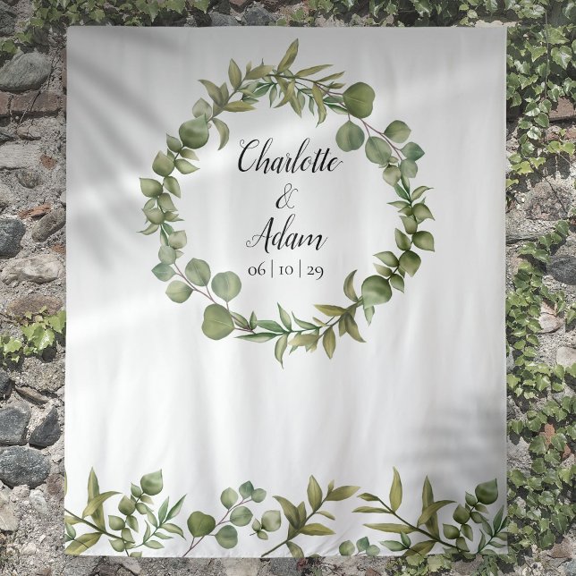 Tapete De Parede Pano de fundo para cabine de fotos de casamento co (Woodland Greenery Wedding Photo Booth Backdrop)