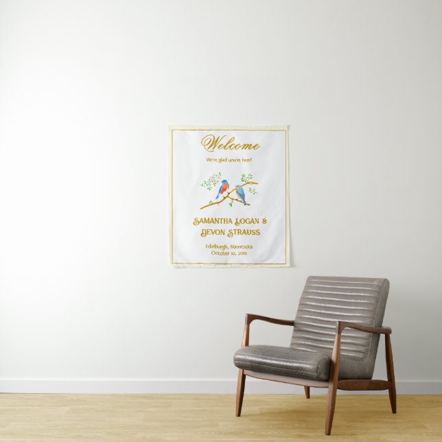 Tapete De Parede Pano de Fundo para Casamento com Azulinhos (In Situ)