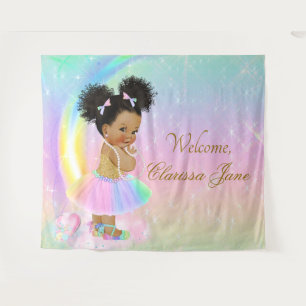 Tapete De Parede Pano de Fundo para Chá de Bebê com Menina Afro e F