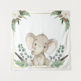 Tapete De Parede Pano de Fundo para Chá de Bebê Elefante Dourado