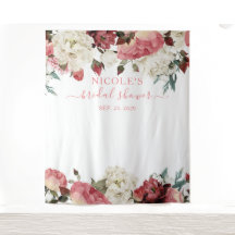 Pano de Fundo para Chá de Noiva com Flores Rosa Cl