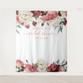 Tapete De Parede Pano de Fundo para Chá de Noiva com Flores Rosa Cl