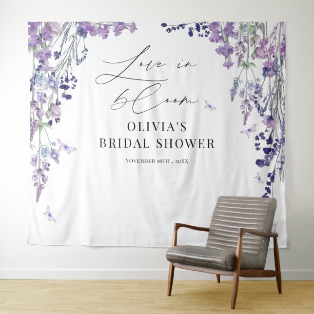 Tapete De Parede Pano de Fundo para Chá de Noiva com Flores Silvest (In Situ (Horizontal))