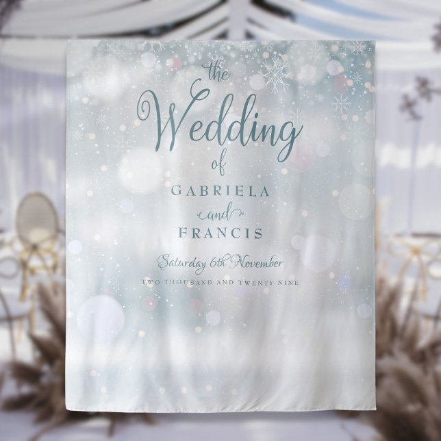 Tapete De Parede Pano de Fundo para Fotografia de Casamento Flocos  (Winter Snowflakes Wedding Photo Booth Backdrop)