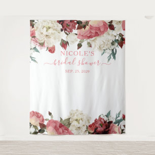 Tapete De Parede Pano de Fundo Rosa Flores para Chá de Noiva