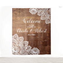 Pano de Fundo Rústico de Madeira e Renda Branca pa