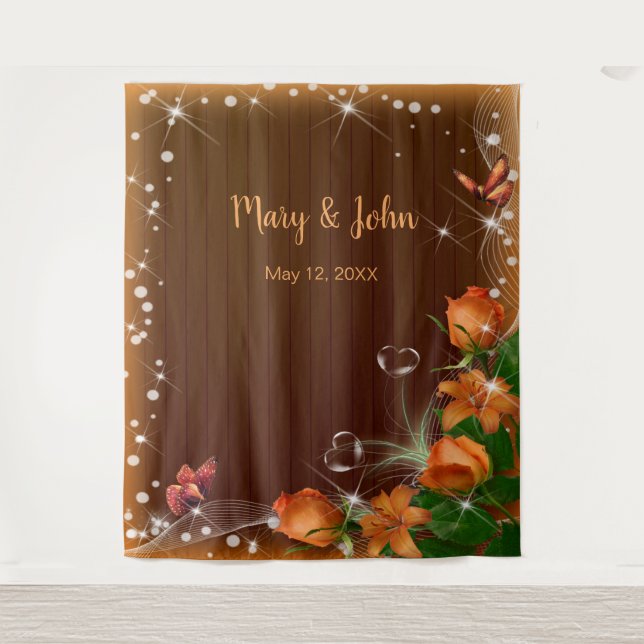 Tapete De Parede Pano de Fundo Rústico de Madeira Escura com Flores (Frente)