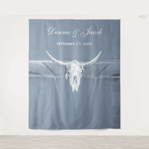 Tapete De Parede Pano de Fundo Rustico Poeirento Azul Branco Crânio