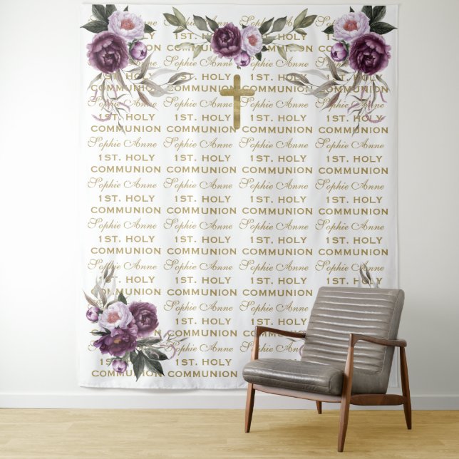Tapete De Parede Pano de Fundo Step & Repeat Roxo Dourado para Prim (In Situ)