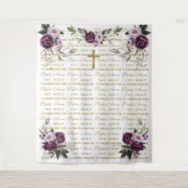 Tapete De Parede Pano de Fundo Step & Repeat Roxo Dourado para Prim