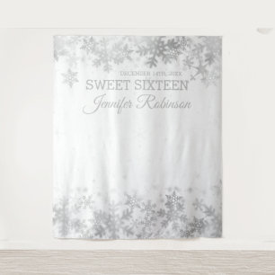 Tapete De Parede Pano de Fundo Sweet 16 Prata Flocos de Neve de Inv