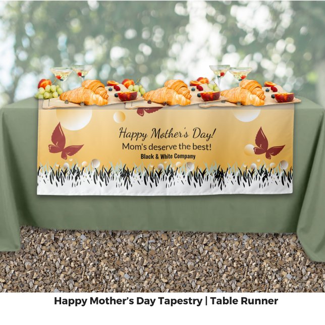 Tapete De Parede Pano de Mesa para Apresentação de Borboletas do Di (Mother's Day Butterflies Presentation Table Runner Tapestry - Two Sided)