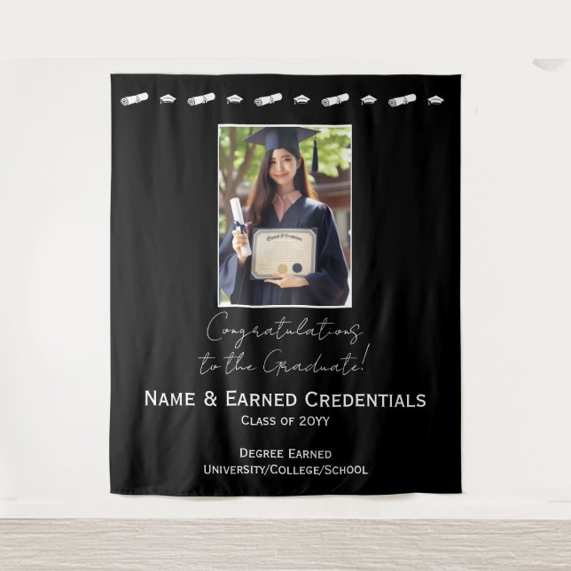 Tapete De Parede Panorama Personalizado de Foto, Boné, Diploma (Frente)