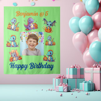 Tapete De Parede Panorâmica da Festa de Aniversário de criança Dino