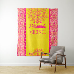 Tapete De Parede Panorâmica de fotografias Mehndi amarelo brilhante