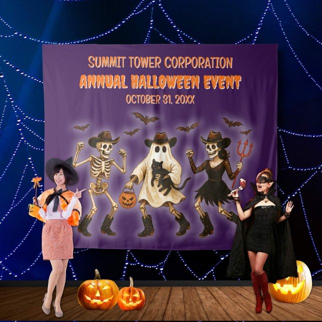 Tapete De Parede Panorâmica de Skeleton do Halloween (Criador carregado)