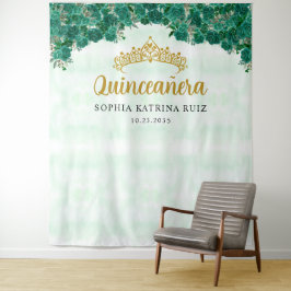 Tapete De Parede Panorâmica Verde Floral Chic Tiara Quinceanera Fot