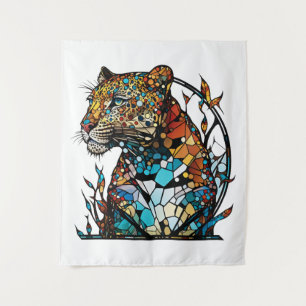 Tapete De Parede Panther Animal Portrait Vidro Estido Arte Selvagem