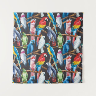 Tapete De Parede Papagaio brilhante: papel de parede a aquarela tro